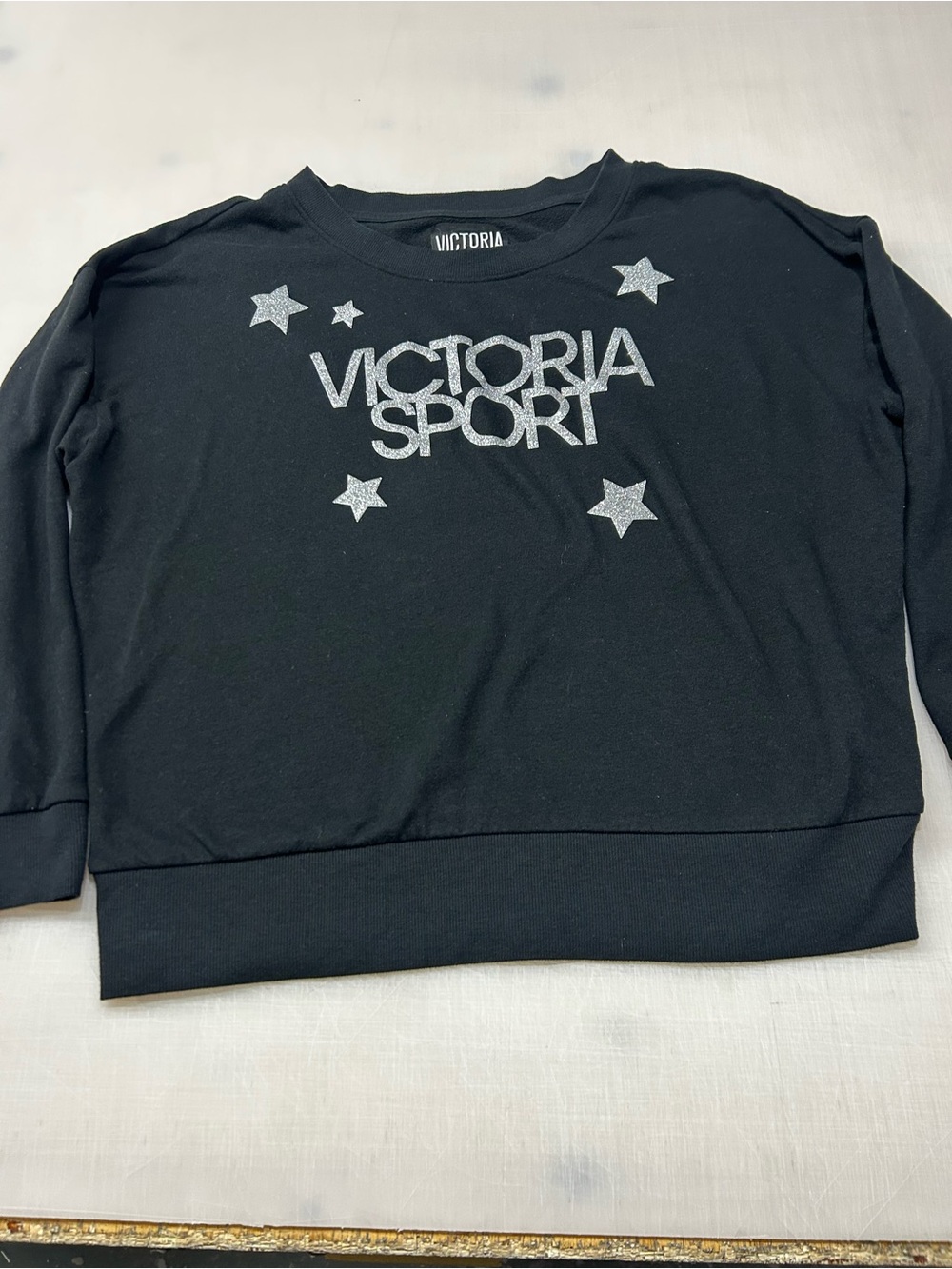 Victoria Sport Black Glitter Logo Sweatshirt